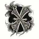 cross with verse in Roman numerals tattoo design idea