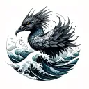 Quetzal ocean waves tattoo design idea