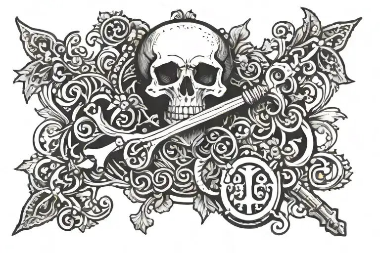skeleton key tattoo design idea