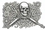 skeleton key tattoo design idea