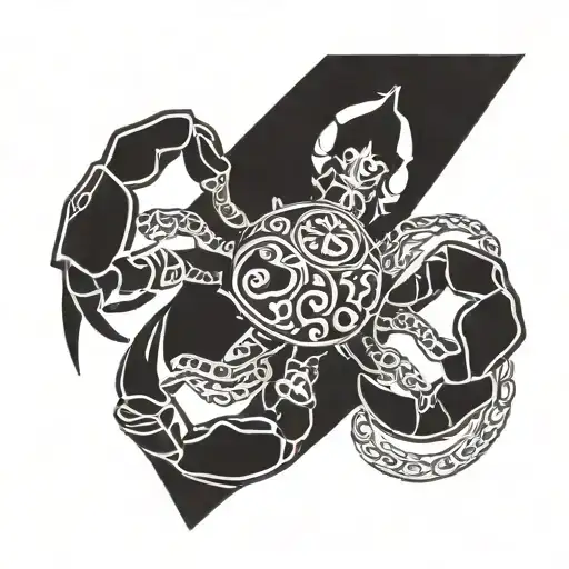 scorpion, crab and the word Lia in it tattoo design idea