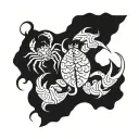 scorpion, crab and the word Lia in it tattoo design idea