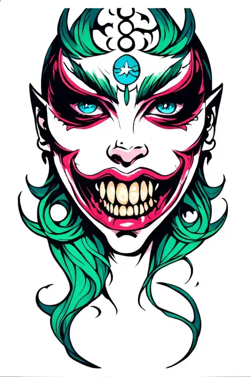 siren evil face tattoo tattoo design idea