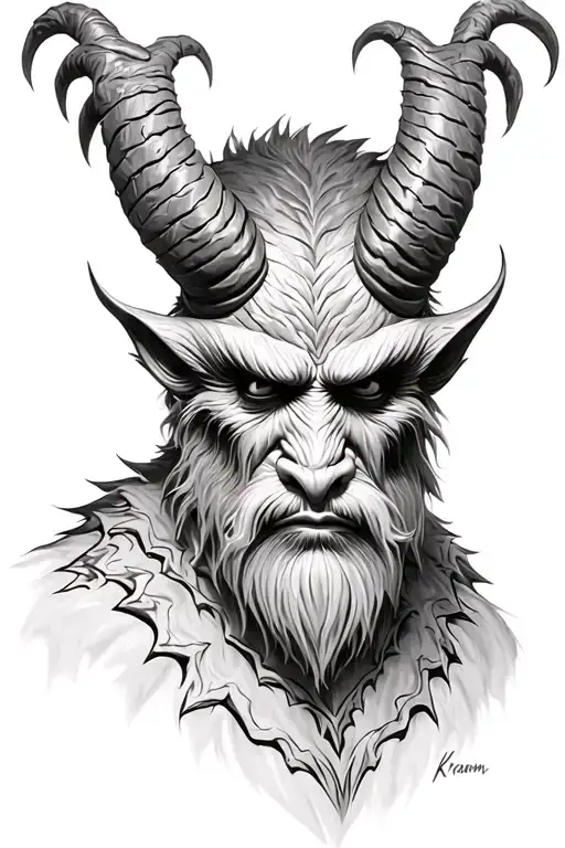 krampus full body shaped like tattoo design idea