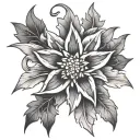 minimalist edelweiss gothic style tattoo design idea