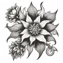 minimalist edelweiss gothic style tattoo design idea