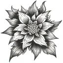 minimalist edelweiss gothic style tattoo design idea