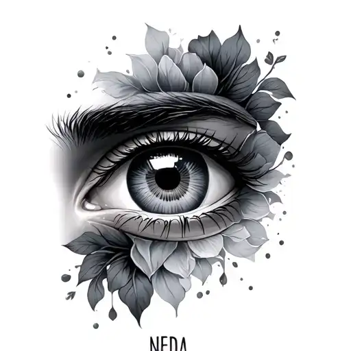 The combination of the name Neda and eye tattoo design idea