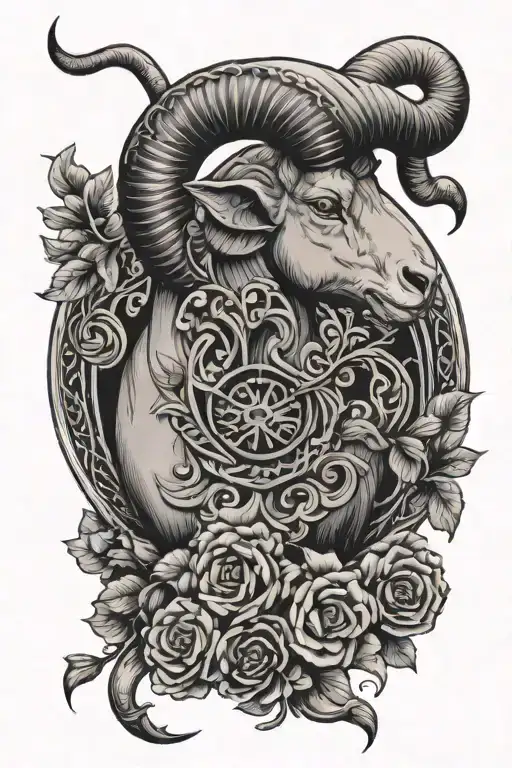 Sagittarius aries ram romancing tattoo design idea