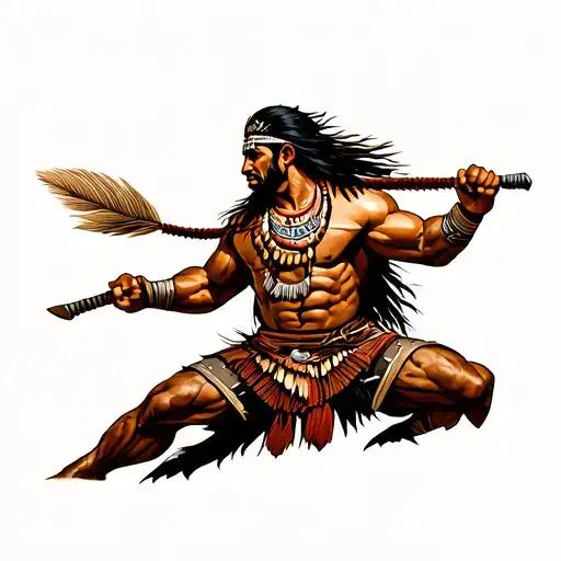 Taino warrior battling tattoo design idea