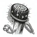 rally car tyre threads wrapping around arm ending at the wrist with a gear shift knob   tattoo design idea