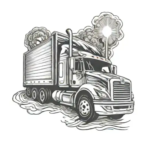 semi truck and sobriety tattoo design idea