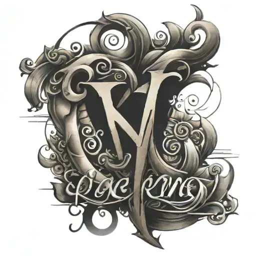 overlapping letters Yashvi tattoo design idea