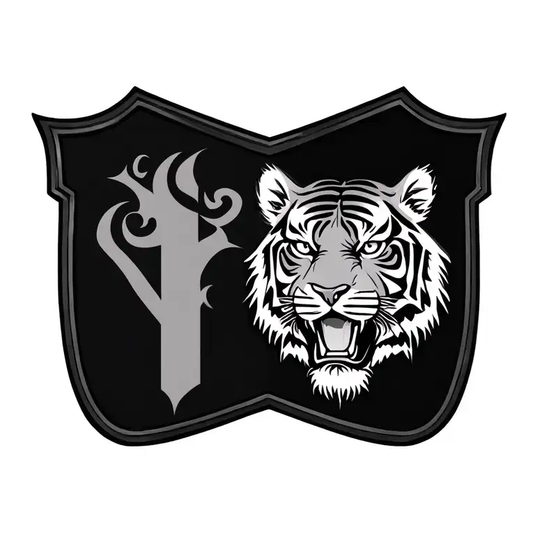 tiger and fraser clan crest shield tattoo design idea