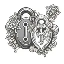 couple tattoo with lock and key tattoo design idea