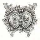 couple tattoo with lock and key tattoo design idea