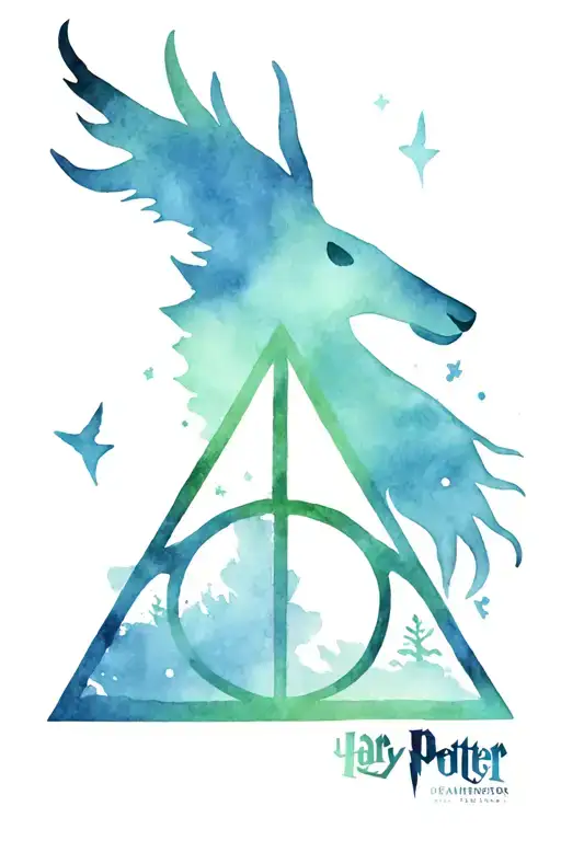 harry potter deathly hallows patronus tattoo design idea