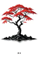Japanese maple tree with leaves tattoo design idea