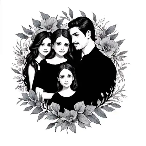 Familly dad mom daughter son of 4 tattoo design idea