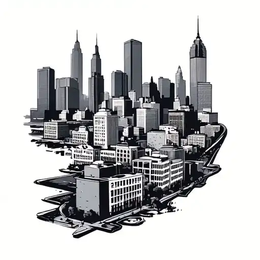 Cleveland Ohio city skyline black and gray tattoo design tattoo design idea