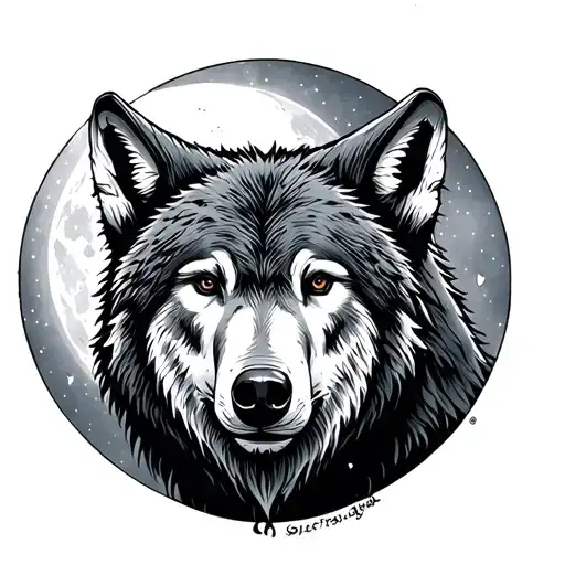 moon,  then below wolf , below that a bear tattoo design idea