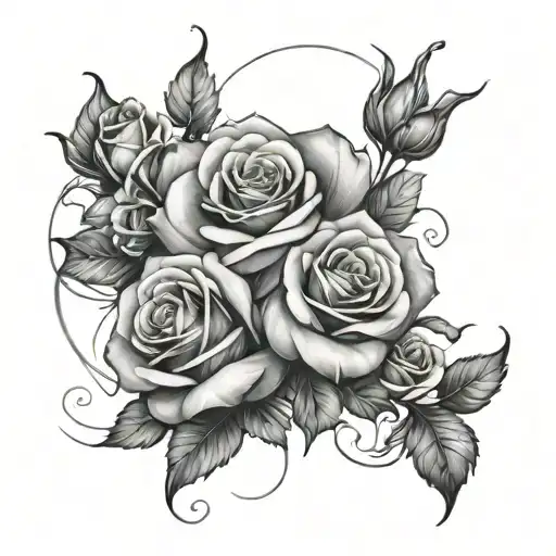 A realistic tattoo design featuring striking roses symbolizing strength and love, intertwined with a magical galaxy back tattoo design idea