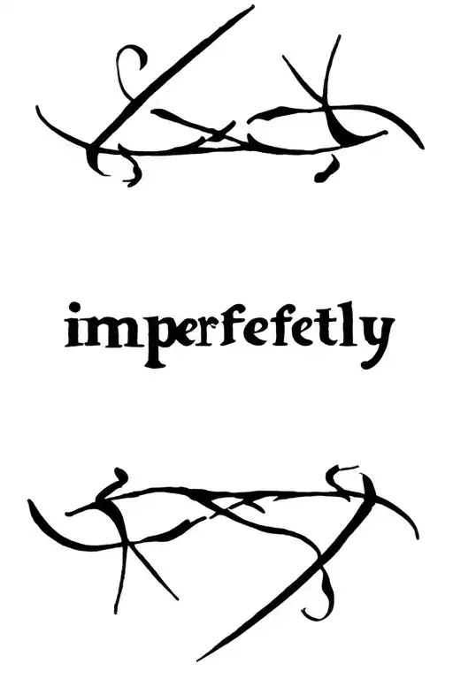 ambigram read in opposite directions of the words "perfectly" & "imperfect" tattoo design idea