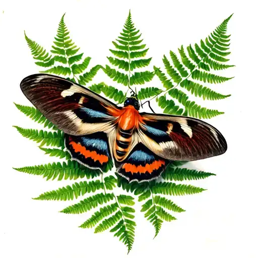 Fern and Moth  tattoo design idea