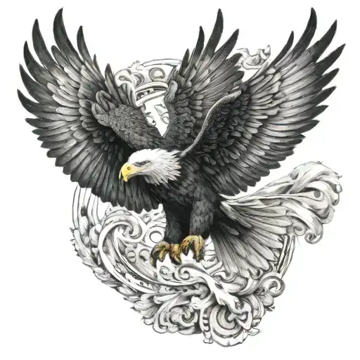 black angel flying eagle tattoo design idea