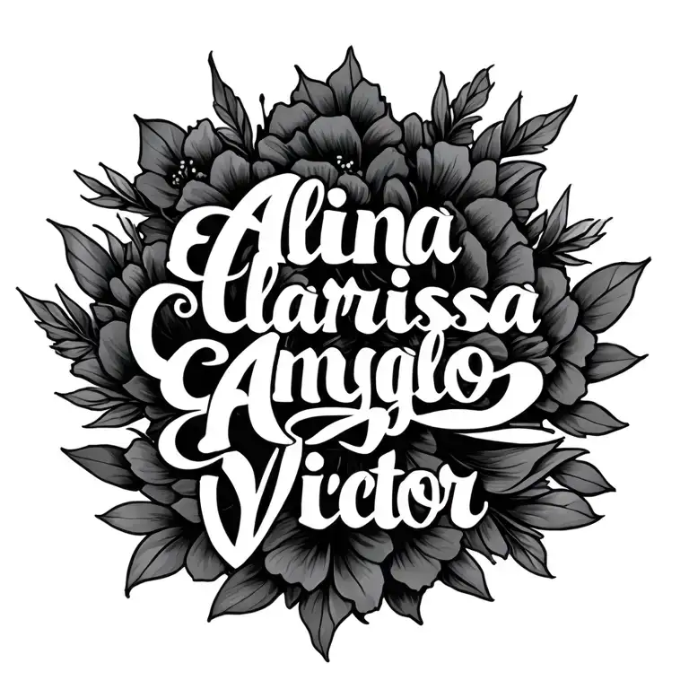 "Alina Clarissa Angelo Victor" name tattoo tattoo design idea