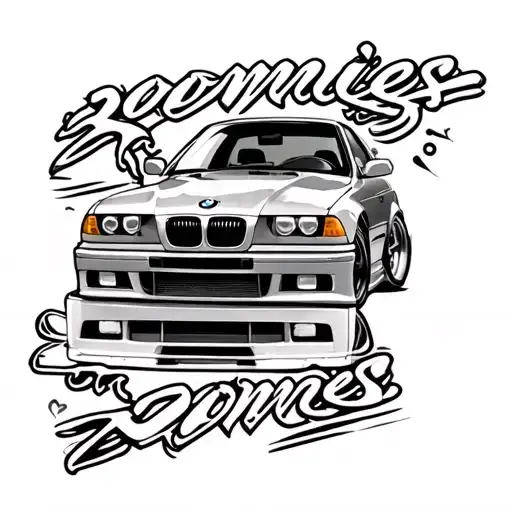 "zoomies " Bmw e36 320i tattoo design idea
