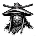 Samurai without a face in a hat tattoo design idea