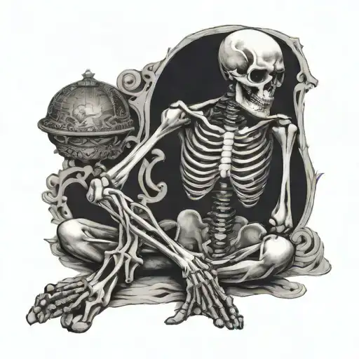 Skeleton  Sitting Down, Meditating, Facing Forward tattoo design idea
