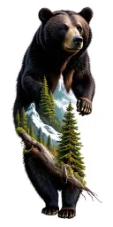 America, forest, bears tattoo design idea