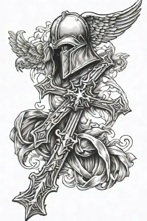 cross spartan cardinal bible scripture tattoo design idea