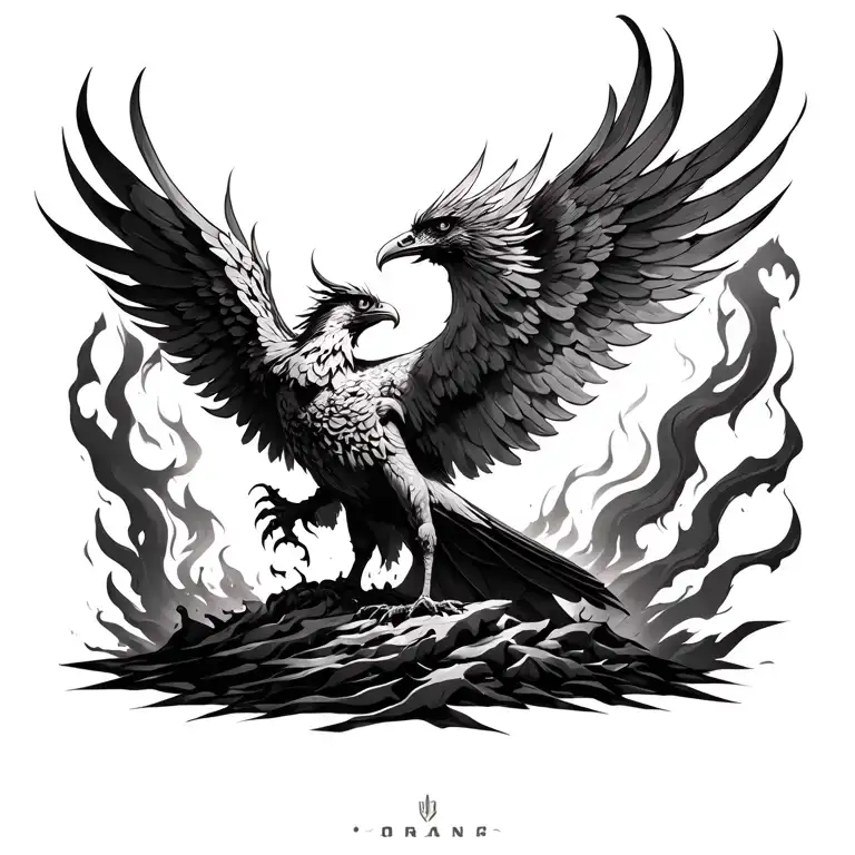 phoenix rising from the ashes tattoo design idea