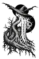 witchcraft forest terror tattoo design idea
