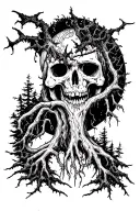 witchcraft forest terror tattoo design idea