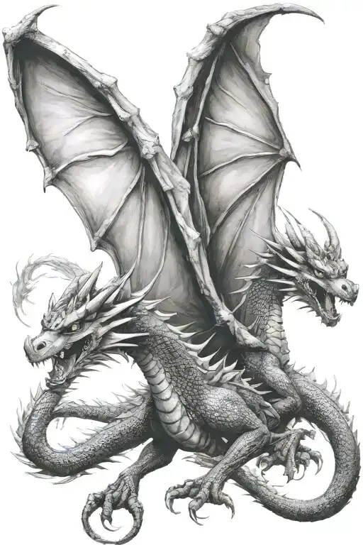a twoheaded dragon with two wings tattoo design idea