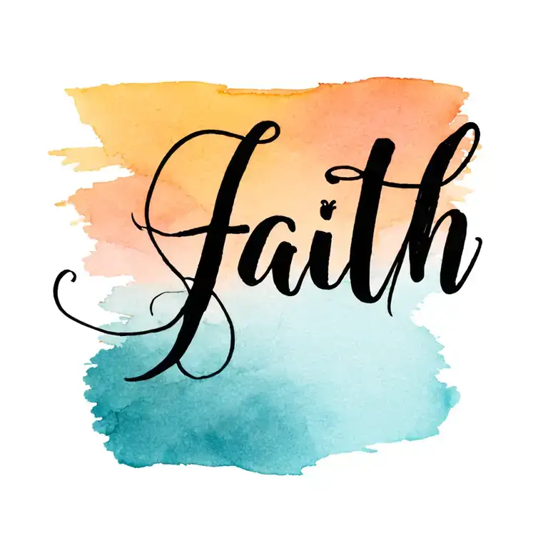 Faith cross written in cursive writing tattoo design idea