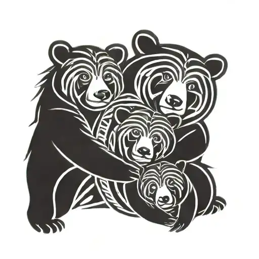 three bears cuddling one bigger and one smallest tattoo design idea