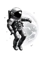 astronaut floating in space tattoo design idea