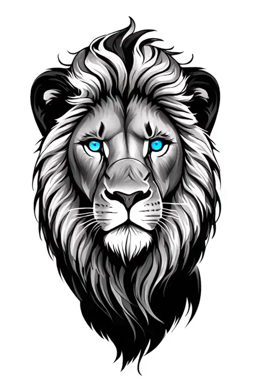 Lion with blue eyes tattoo design idea