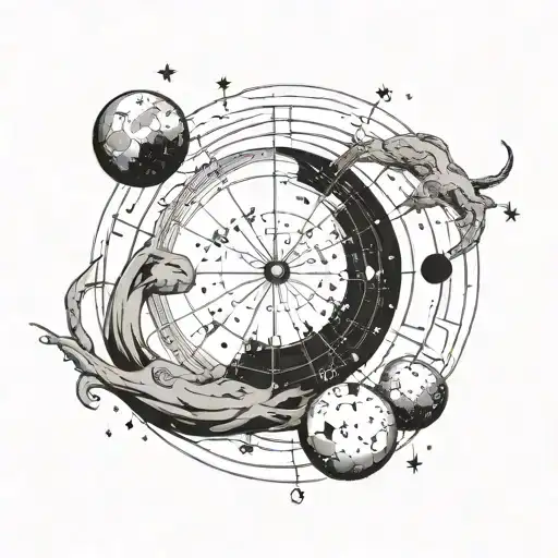 tattoo design of the date 8/11 floating in a Capricorn constellation map. And make it clean simple black lines and it’s  tattoo design idea