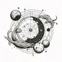 tattoo design of the date 8/11 floating in a Capricorn constellation map. And make it clean simple black lines and it’s  tattoo design idea