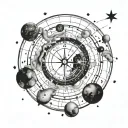 tattoo design of the date 8/11 floating in a Capricorn constellation map. And make it clean simple black lines and it’s  tattoo design idea