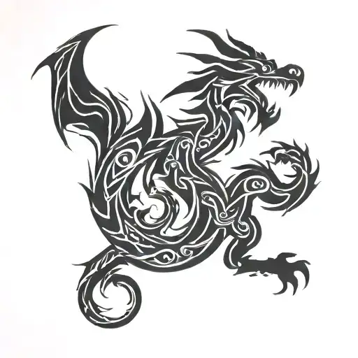 dragon breathing fire tattoo design idea