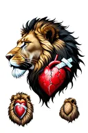 A lion representing loyalty, courage, and leadership.	•	A cracked heart being stitched or bandaged, symbolizing a long, tattoo design idea