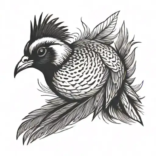 Pheasant minimal tattoo design idea