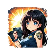anime girl wearing a police badge #49 tattoo design idea